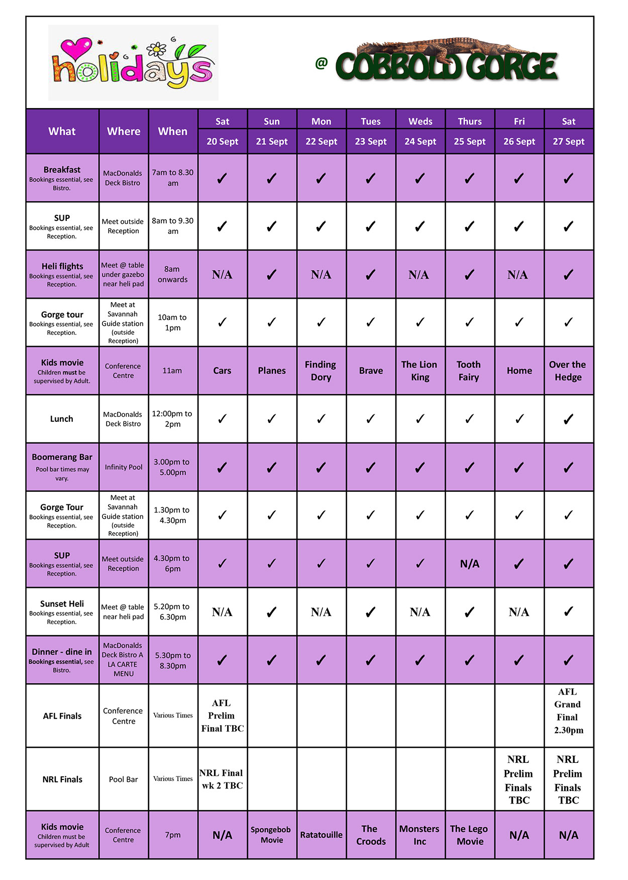 Sept 2025 School Holidays Week 1
