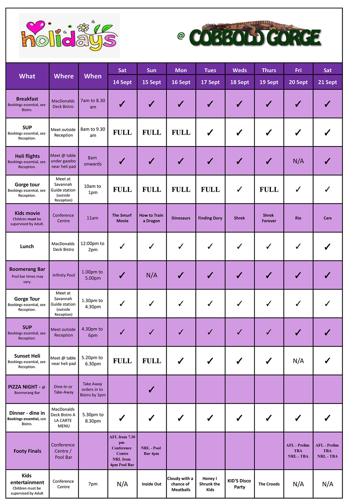 September School Holidays Week 1